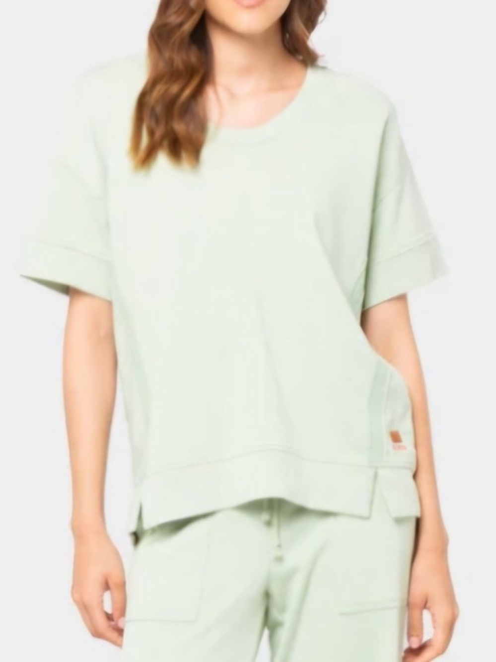 Peace Love World Pale Mint French Terry short sleeve top FA26